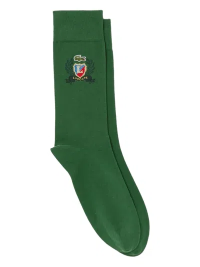 Lacoste Logo-embroidered Socks In Green