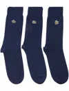 Lacoste Logo-embroidered Socks (pack Of Three) In Blue