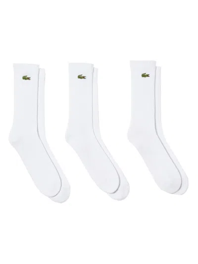 Lacoste Logo-embroidered Socks (pack Of Three) In White