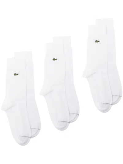 Lacoste 3 Pack Sport Mens High Cut Socks In White