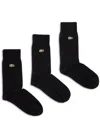 Lacoste Logo-embroidered Socks (set Of Three) In Black