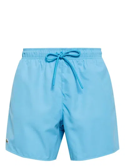 Lacoste Logo-embroidered Swim Shorts In Blue