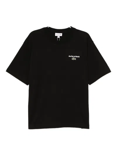 Lacoste Logo-embroidered T-shirt In Black