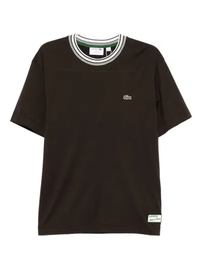 Lacoste Logo-embroidered T-shirt In Black