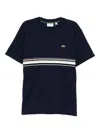 Lacoste Block Stripe T Shirt Navy In Blue