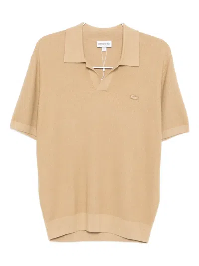 Lacoste Logo-embroidered T-shirt In Brown