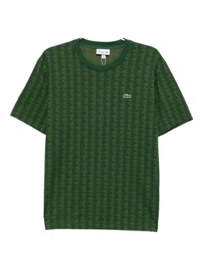 Lacoste Geometric Pattern Crew Neck Short Sleeve T-shirt In Green