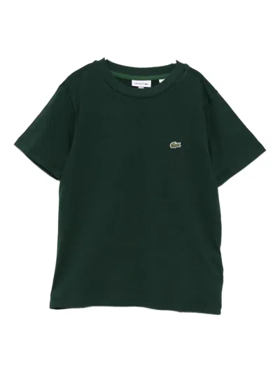 Lacoste Kids' Logo-embroidered T-shirt In Green
