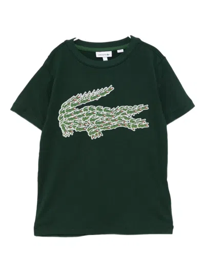 Lacoste Kids' Logo-embroidered T-shirt In Green