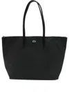 Lacoste Logo-embroidered Tote Bag In Black
