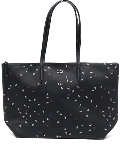 Lacoste Logo-embroidered Tote Bag In Blue