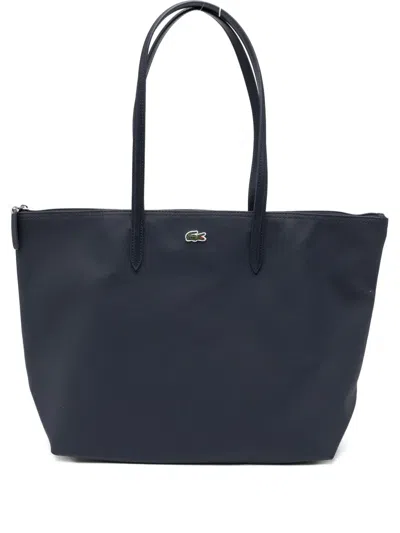 Lacoste Logo-embroidered Tote Bag In Blue