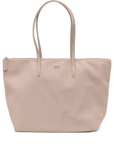 Lacoste Logo-embroidered Tote Bag In Neutral
