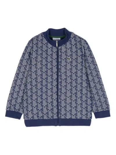 Lacoste Kids' Logo-embroidered Zip-up Jacket In Blue