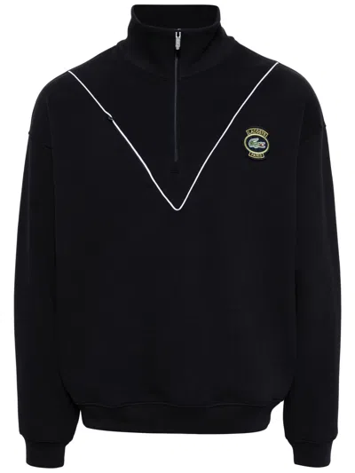 Lacoste Logo-embroidered Zip-up Sweatshirt In 蓝色