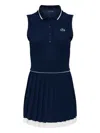 Lacoste Logo-embroidery Sleeveless Mini Dress In Blue