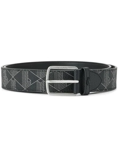 Lacoste Logo-engraved Belt In Black