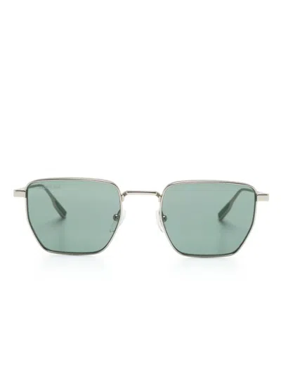 Lacoste Logo-engraved Geometric-frame Sunglasses In Grey