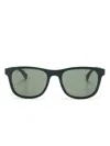 Lacoste Logo-engraved Square-frame Sunglasses In Grün