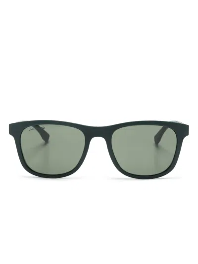 Lacoste Logo-engraved Square-frame Sunglasses In Grün
