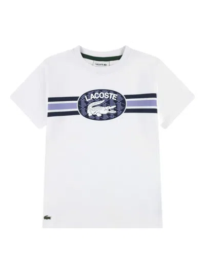 Lacoste Kids' Logo Graphic T-shirt In White