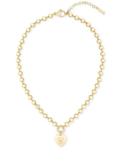 Lacoste Logo Heart Pendant Necklace, 15-3/4" + 1" Extender In Gold
