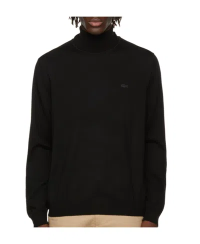 Lacoste Logo High-neck Knitted Pullover In Black