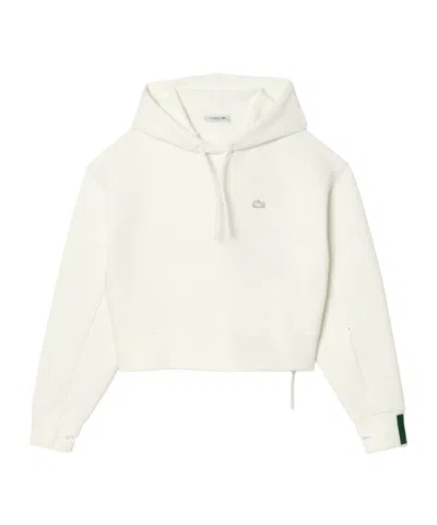 Lacoste Logo Hooded Sweater In White