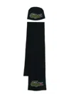 Lacoste Logo-intarsia Scarf And Beanie Set In Blue