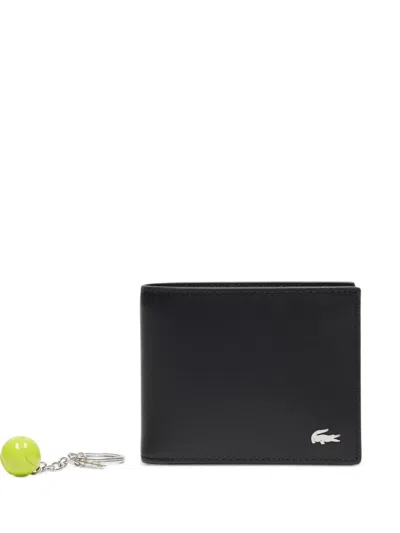 Lacoste Logo Leather Wallet In Black