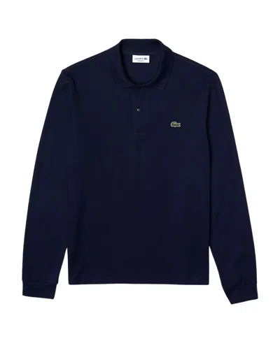 Lacoste Regular Fit Ultra Dry Long Sleeved Golf Polo In Blue