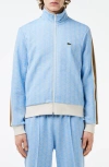 Lacoste Logo Monogram Stripe Track Jacket In Croissant/ Cookie