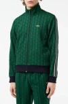 Lacoste Monogram Zip-up Jacket In Noir/ Farine-croissant