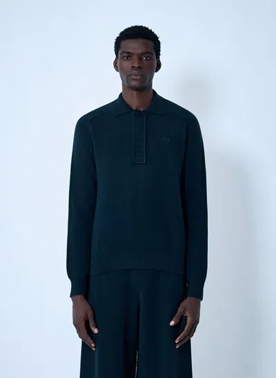 Lacoste Logo Motif Polo Sweater In Blue