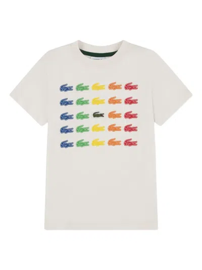 Lacoste Kids' Logo Motif T-shirt In Neutral