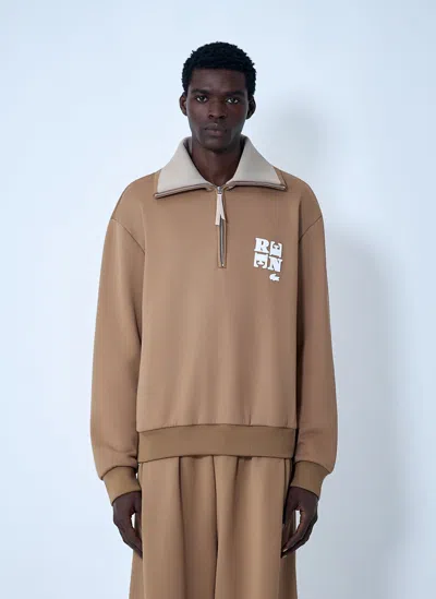 Lacoste Logo Motif Zip-up Sweatshirt In Brown