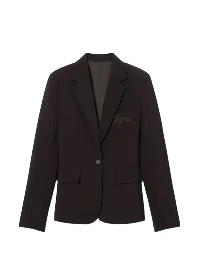 Lacoste Logo-patch Blazer In Brown