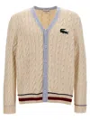 LACOSTE LOGO PATCH CARDIGAN SWEATER, CARDIGANS