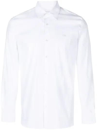 Lacoste Logo-patch Cotton Blend Shirt In White