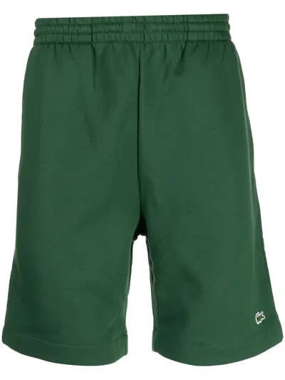 Lacoste Logo-patch Cotton Blend Track Shorts In Green