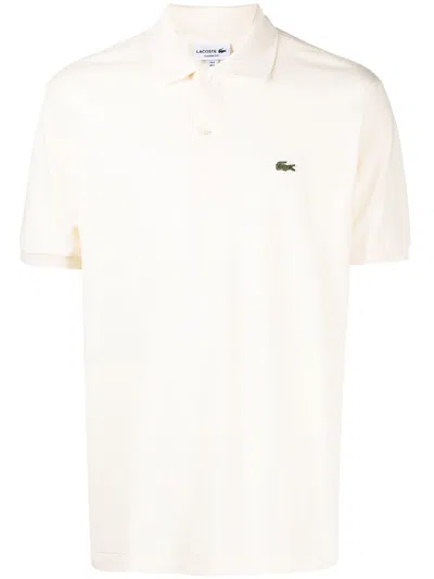 Lacoste Logo-patch Cotton Polo Shirt In Neutral