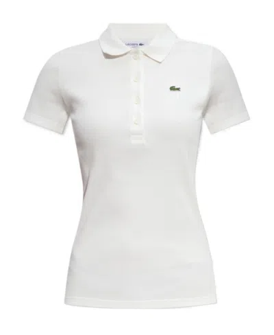 Lacoste Logo-patch Cotton Polo Shirt In White
