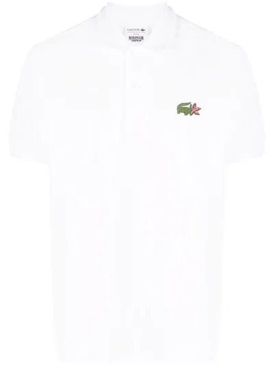 Lacoste Womens Stranger Things Croc Polo Shirt In White Stranger
