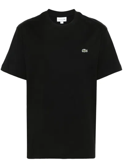 Lacoste Embroidered-logo Cotton T-shirt In Black