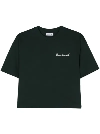 Lacoste Logo-patch Cotton T-shirt In Green