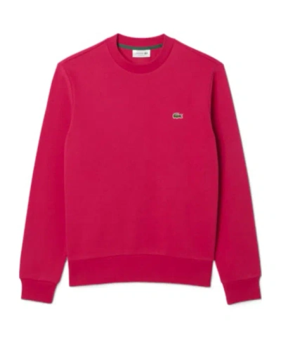 Lacoste Fleece Crew Neck Sweatshirt In Pink