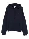 Lacoste Logo-patch Drawstring Hoodie In Blue