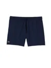 Shop Lacoste Logo Patch Drawstring Swim Shorts In Marine