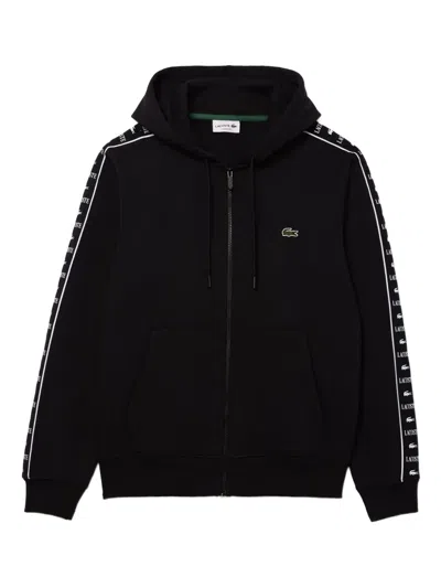 Lacoste Logo-patch Hoodie In Black