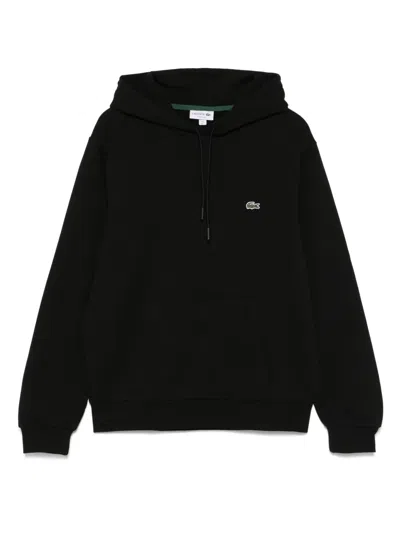 Lacoste Logo-patch Hoodie In Black